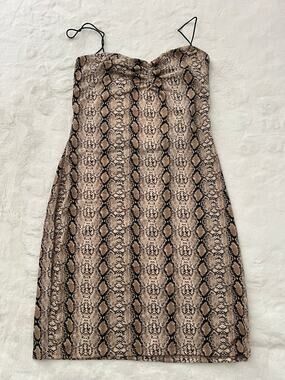 Urban Outfitters Snake Print Strapless Mini Dress Womens Medium Stretch